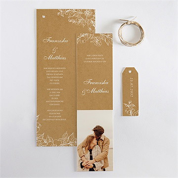 Hochzeitseinladung weiße blüten - dreiteilig - Vue 4