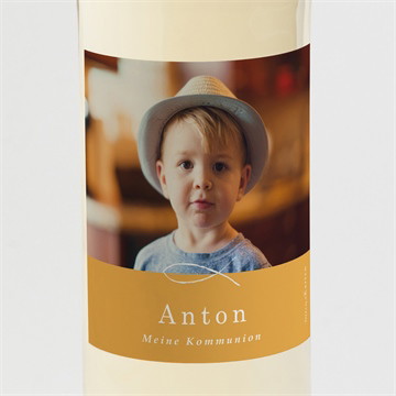 Flaschenetikett Kommunion senfgelb - silber