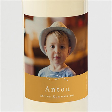 Flaschenetikett Kommunion Senfgelb