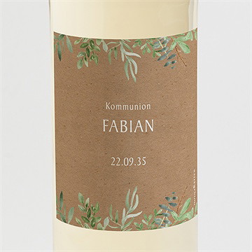 Flaschenetikett Kommunion Pflanzenillustration