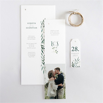 Hochzeitseinladung olivenzweig - dreiteilig - Vue 4