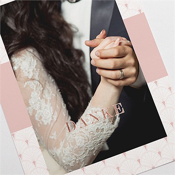 Dankeskarte Hochzeit Art Deco Romantik - Kupfer - Vue 3
