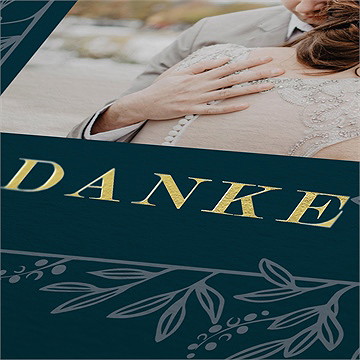 Dankeskarte Hochzeit königsblau - gold - Vue 2