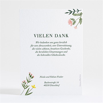 Dankeskarte Hochzeit wilde blumen - gold - Vue 4