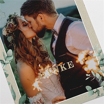 Dankeskarte Hochzeit intime blätterwelt - gold - Vue 3