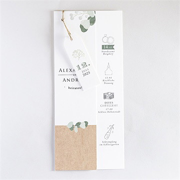 Hochzeitseinladung Silber-Linde - Dreiteilig - Vue 3