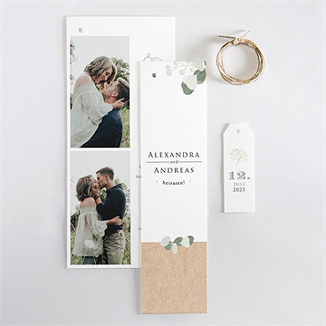 Hochzeitseinladung Silber-Linde - Dreiteilig - Vue 4