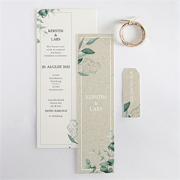 Hochzeitseinladung intime blätterwelt - dreiteili - Vue 4