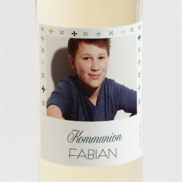 Flaschenetikett Kommunion Geometrische blumenmotive