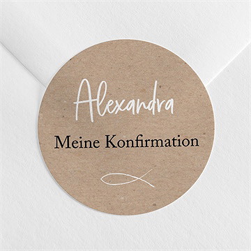 Aufkleber Konfirmation ichtus auf kraftpapier