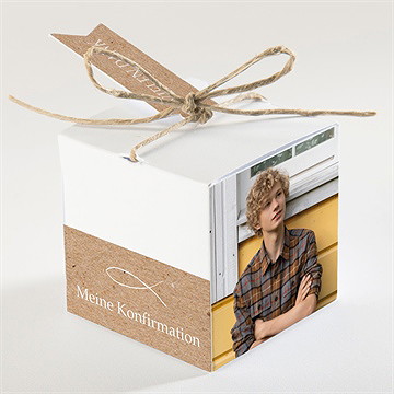 Geschenkbox Konfirmation Fotocollage Kraftpapier - Vue 2