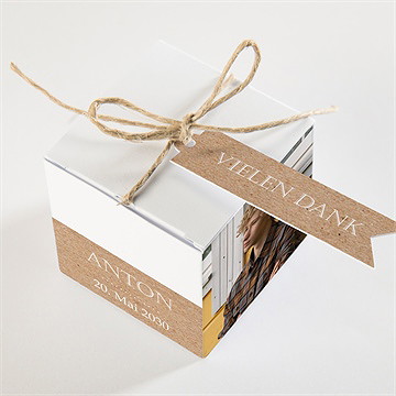 Geschenkbox Konfirmation Fotocollage Kraftpapier - Vue 3