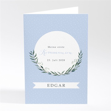 Menükarte Kommunion zartes blau