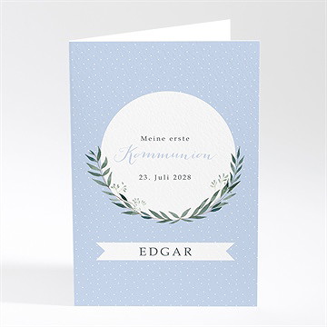 Menükarte Kommunion zartes blau