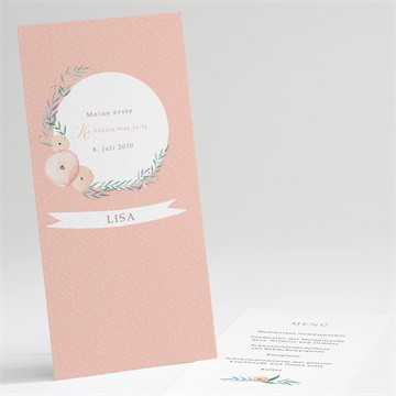 Menükarte Kommunion zartes rosa