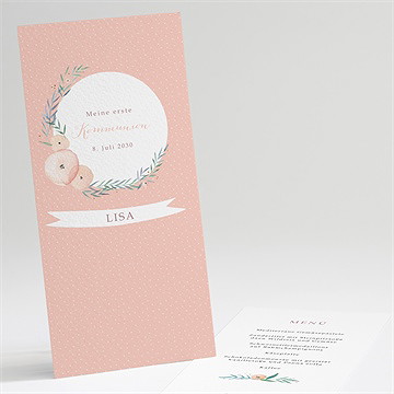 Menükarte Kommunion Zartes Rosa