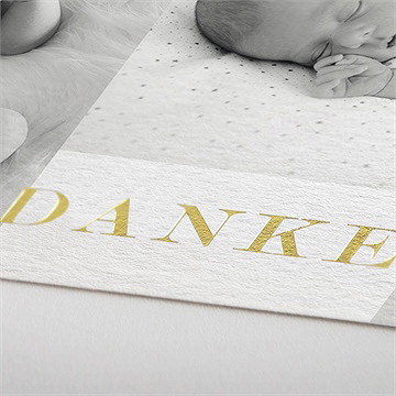 Dankeskarte Geburt initial im patchwork - gold - Vue 2