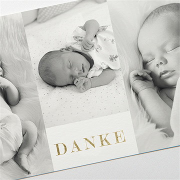 Dankeskarte Geburt initial im patchwork - gold - Vue 3