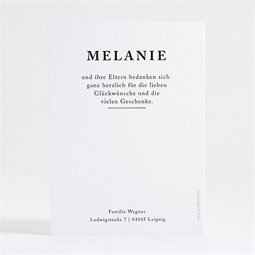 Dankeskarte Geburt edel & schlicht - silber - Vue 4