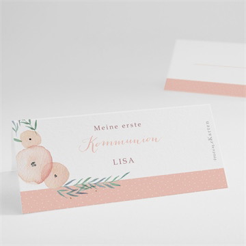 Tischkarte Kommunion zartes rosa