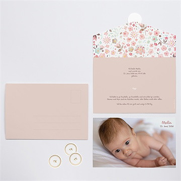 Geburtskarte Blumig Frisch - Umschlag - Vue 3