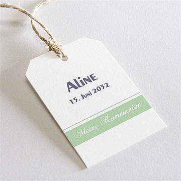 Geschenkanhänger Kommunion Grüner Kommunionsgruß