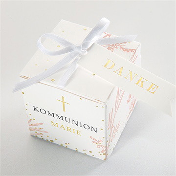 Geschenkbox Kommunion pflanzendrucke - gold - Vue 4