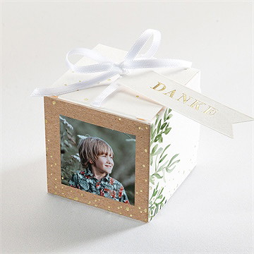 Geschenkbox Kommunion pflanzenillustration - gold