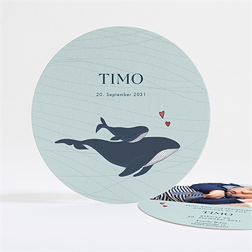 Geburtskarte mein kleiner walfisch - rund