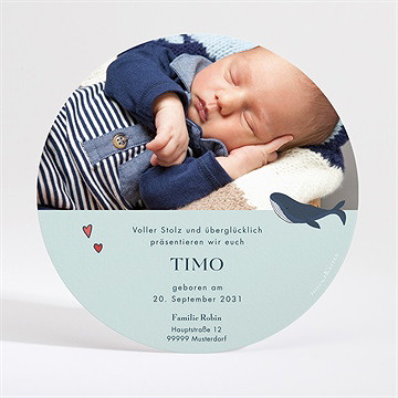 Geburtskarte mein kleiner walfisch - rund - Vue 2