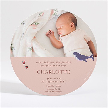 Geburtskarte kleine walfischfamilie - Vue 2