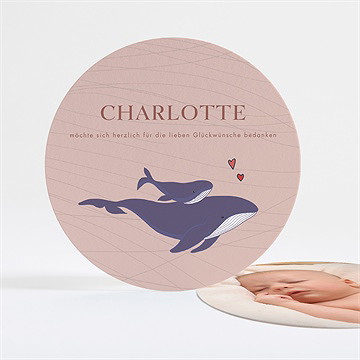 Dankeskarte Geburt Kleine Walfischfamilie