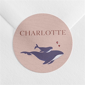 Sticker Geburt kleine walfischfamilie