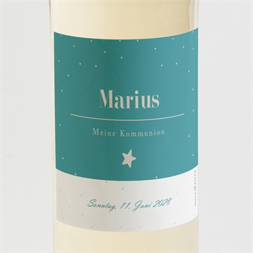 Flaschenetikett Kommunion silberner stern