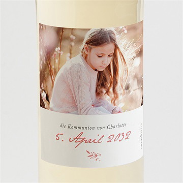 Flaschenetikett Kommunion Kupferblätterranke