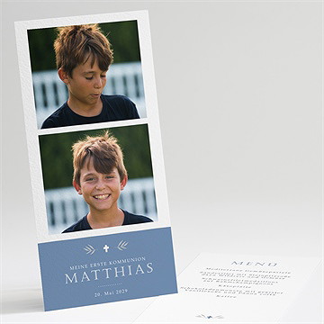 Menükarte Kommunion vergiss mich nicht - blau