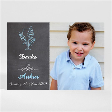 Dankeskarte Kommunion weizenähren blau