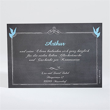 Dankeskarte Kommunion weizenähren blau - Vue 2