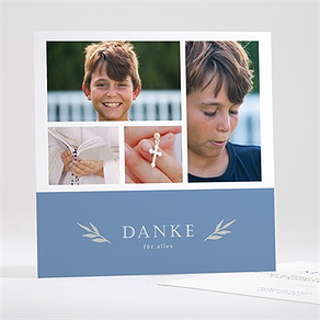 Dankeskarte Kommunion vergiss mich nicht - blau
