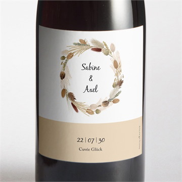 Flaschenetikett Hochzeit Herbstkranz