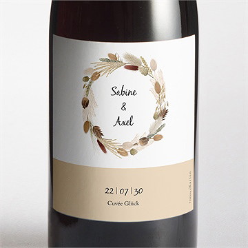 Flaschenetikett Hochzeit herbstkranz