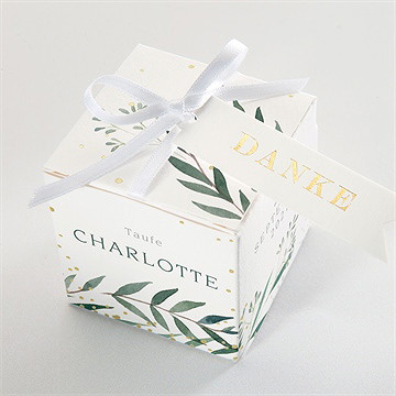 Geschenkbox Taufe pflanzenschmuck - gold - Vue 4