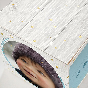 Geschenkbox Taufe blaue schleife - gold - Vue 2