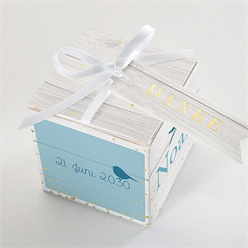 Geschenkbox Taufe blaue schleife - gold - Vue 4