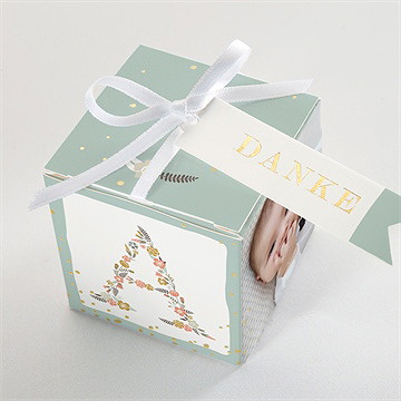 Geschenkbox Taufe blumenalphabet junge - gold - Vue 4