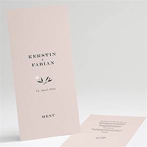 Menükarte Hochzeit in pink und weiß