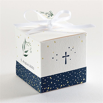 Geschenkbox Taufe pünktchen blau - gold - Vue 3