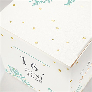 Geschenkbox Taufe vintage vogel - gold - Vue 2