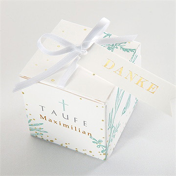 Geschenkbox Taufe vintage vogel - gold - Vue 4