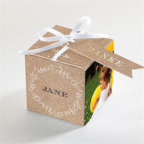 Geschenkbox Taufe taufe in kraftpapier - gold